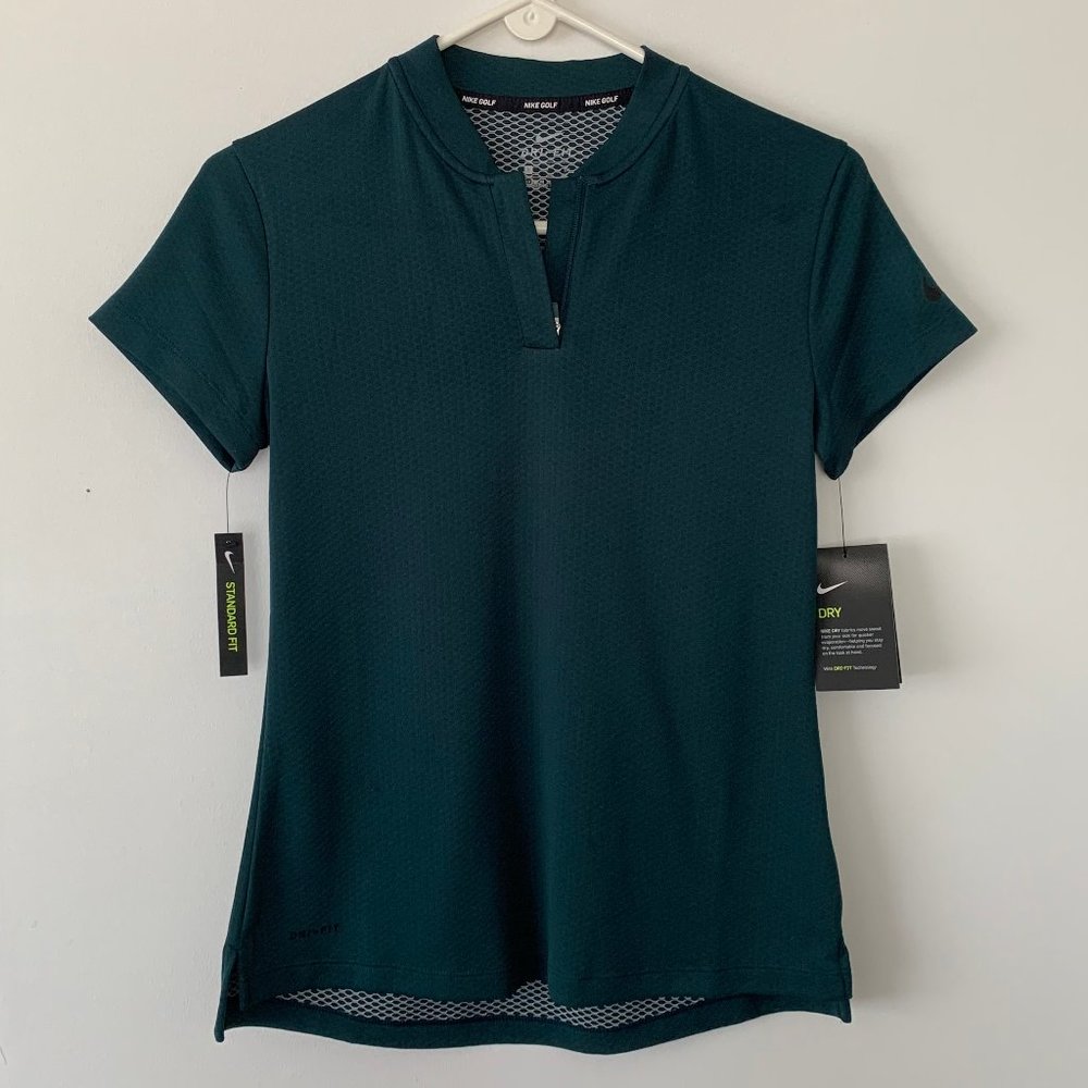 NWT Womens Small Nike Dri Fit Golf Polo Dark Green